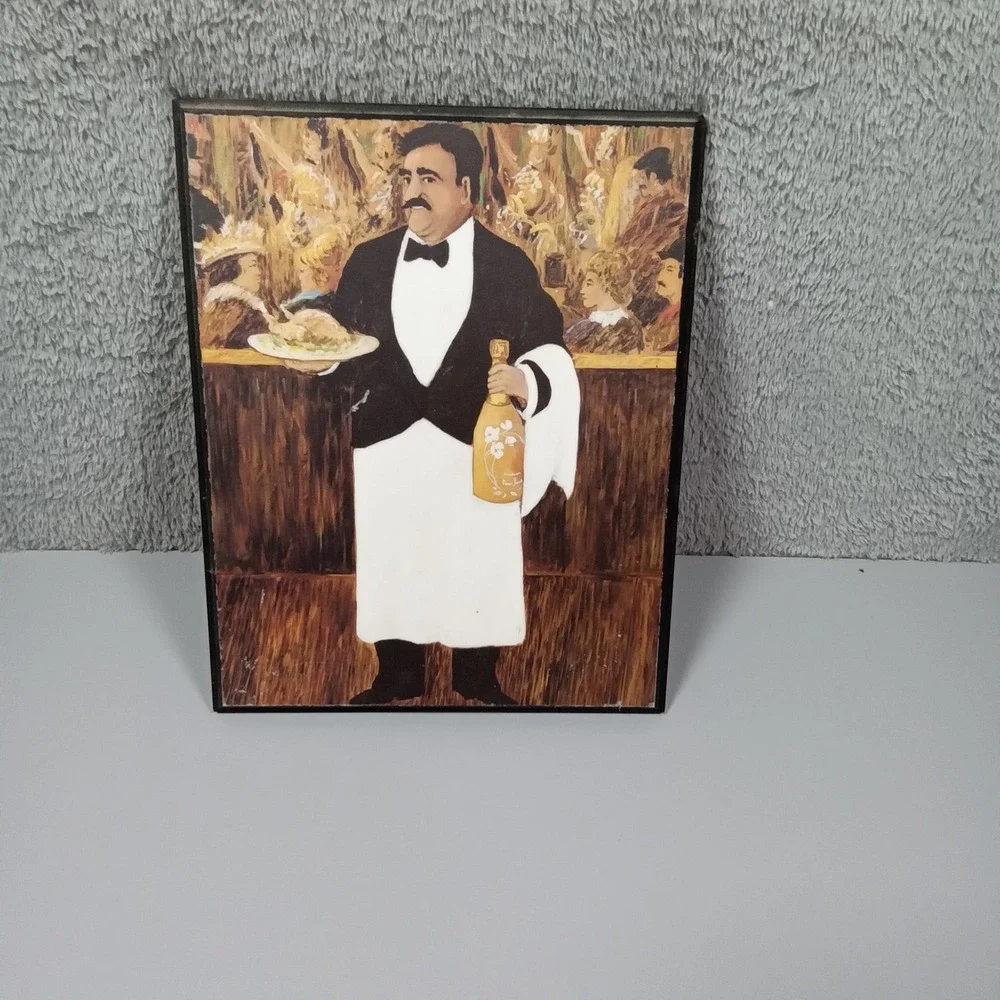 French‎ Bistro Waiter Wood Wall Art Plaque 8x10 Moulin De La Galette Decor